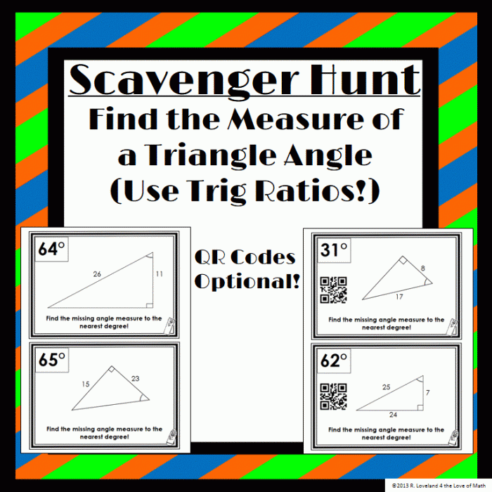 Right triangle trigonometry scavenger hunt