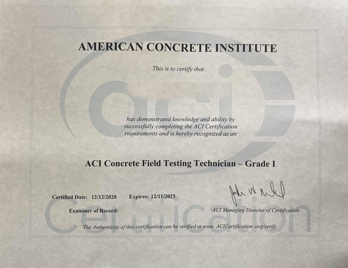 Aci aggregate base testing technician