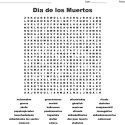 Dia de los muertos word search answer key