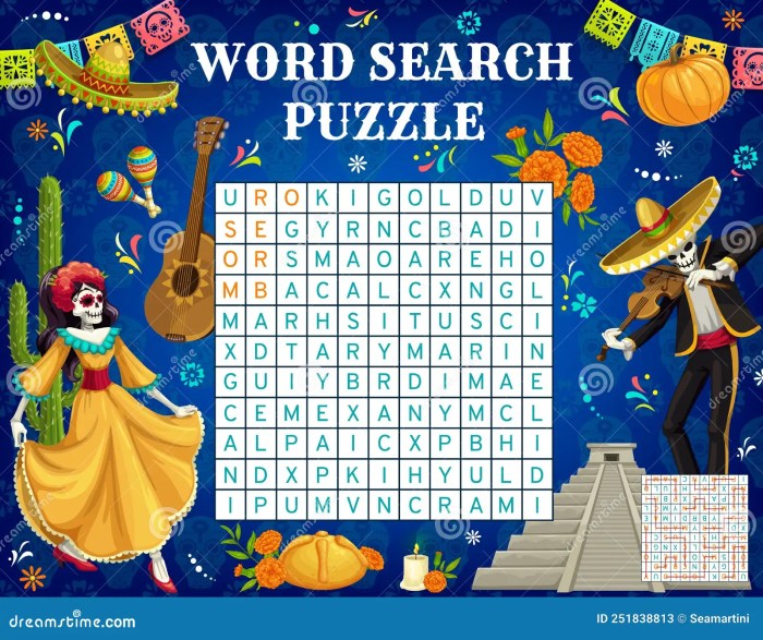 Dia de los muertos word search answer key