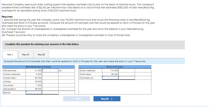 Harwood company uses a job-order costing system