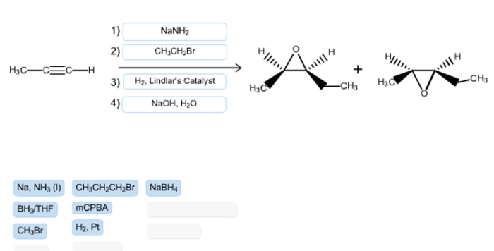 Design a synthesis of 1-butyne from ethyne and ethanol